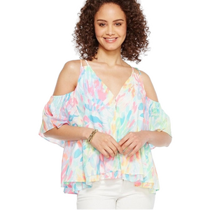 Women's Lilly Pulitzer Bellamie Cold Shoulder Top Sparkling Sands Small